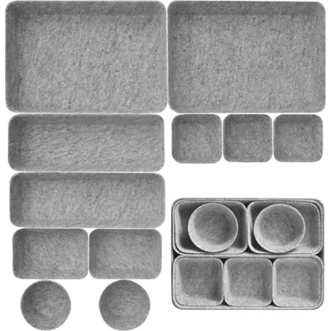 Starward 11 Pièces Organisateur Tiroir, Séparateur de Tiroir Empilable Rangement Maquillage Organisateur, 5 Tailles Boîte en feutre, pour Bureau, Salon, Coiffeuse, Armoire (1/5)