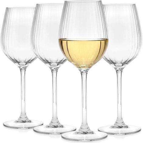 Juego de 4 copas de vino, 380 ml, diseño acanalado. (1/5)