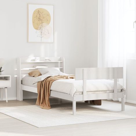 vidaXL Giroletto senza Materasso Bianco 100x200 cm Legno Massello Pino (1/5)