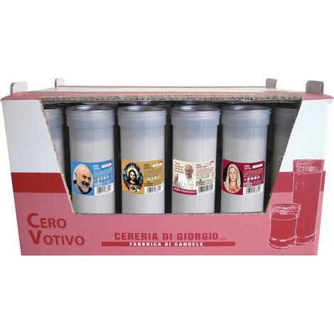 Cereria Di Giorgio - Confezione da 30 Ceri Votivi dedicati al Sacro Cuore - Modello P50 - Colore Bianco - Durata 72 Ore (1/5)