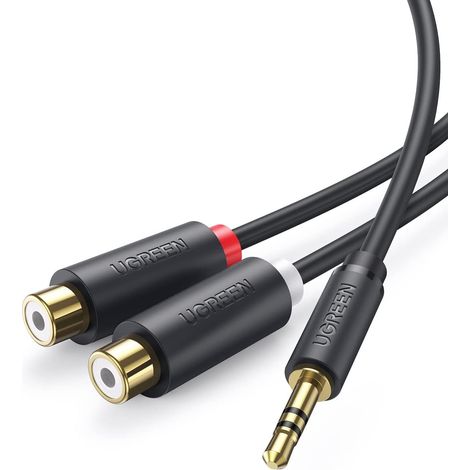 Câble RCA Audio Stéréo Jack 3.5mm Mâle vers 2 RCA Femelle 20CM Compatible avec TV PC Smartphone Ampli Chaîne HiFi Barre de Son Enceinte (1/5)