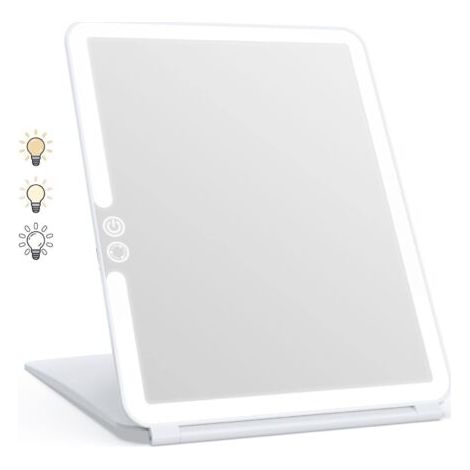 Miroir Maquillage, Miroir Maquillage Lumineux avec 72 Lumières LED, 2000mAh USB Rechargeable Miroir LED, Écran Tactile Miroir de Voyage (Blanc) (1/5)