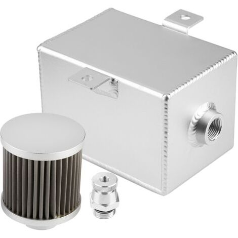 DEESSE SHOP-Réservoir de Réservoir D'huile Universel en Aluminium Modifié par Voiture 2L avec Filtre de Reniflard(Argent) (1/5)