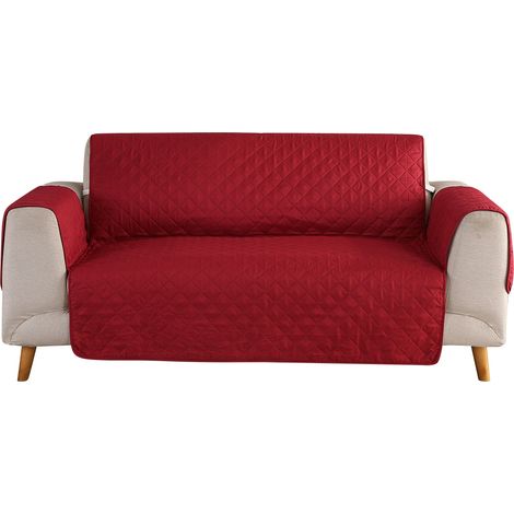 Housse de canapé extensible polyester rouge imperméable et antidérapante pour fauteuil, protection lavable contre les taches et la poussière (1/5)