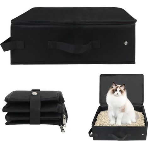 Boîte à Litière Pliable, Étanche de avec, Bac à Litière de Voyage Couvercle pour Chat Voyage en Plein Air et Maison (1/4)
