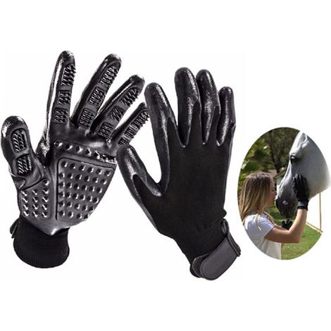 Pet Chat Chien Brossage Peigne Cheveux Massage Bain Nettoyage Gants À Cinq Doigts-Noir (1/4)