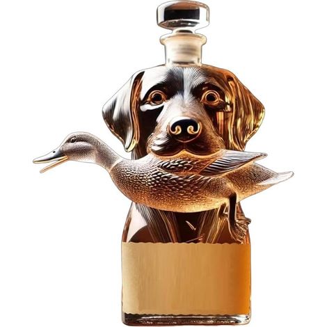 Decanter per whisky 3D, opera d'arte in vetro soffiato a mano, bottiglia per liquori, decorazione da bar (cane da caccia) (1/5)