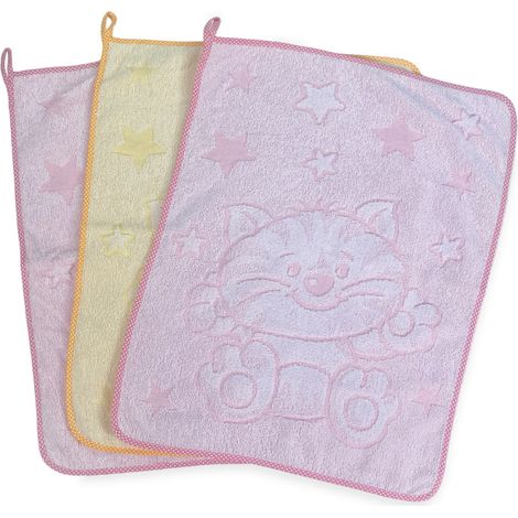 SET 3 ASCIUGAMANI ASILO bambino COCCOLE cm. 40x50 in Puro cotone 3 PEZZI BAMBINA FEMMINA (1/5)