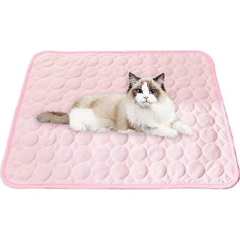 Tapis rafraîchissant pour animaux - Tapis rafraîchissant en soie froide pour chiens et chats, couvertures portables lavables pour l'extérieur, sièges de voiture, lits, etc. - Rose - M (1/5)