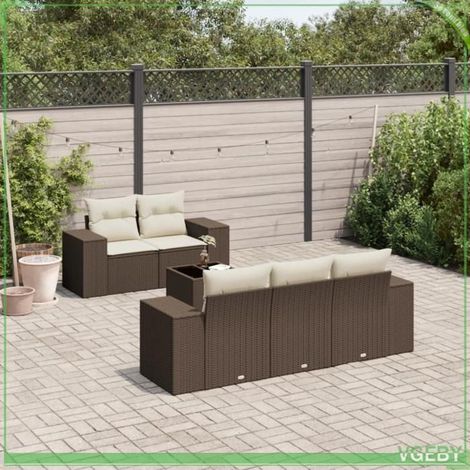 Salon de jardin - FAF7291712418259 - Résine tressée - 6 places - Coussins déhoussables (1/5)