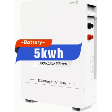51,2 V 100 Ah LiFePO₄ Batteriespeicher, 5,12 kWh Energiespeicher mit 100A BMS, 6000+ Deep Cycle, modular erweiterbare Lithium-Batterie mit RS485/RS232/CAN für PV-Anlage, Hybrid & Off-Grid-Systeme