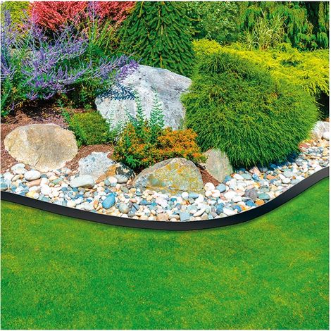 Bordure jardin 0,2x6m – PET extra ferme et découpable – Résistant aux UV – Délimitation parfaite des rocailles et chemins – Noir – Premium Garden