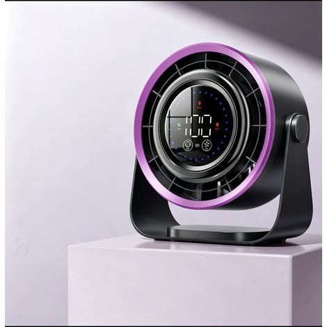 Petit Ventilateur de Bureau,5000mAh Ventilateur à Pile,1-199 vitesses et tête rotative à 105°, Affichage LED,Ventilador de Pared de Puissant Flux d'Air pour Bureau et Maison,Chambre,cuisine(Rose rouge (1/5)
