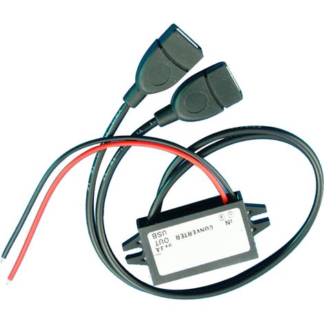 Convertisseur abaisseur DC-DC 12V vers 5V, régulateur de tension réducteur avec double sortie USB, sans pattes de fixation (1/5)