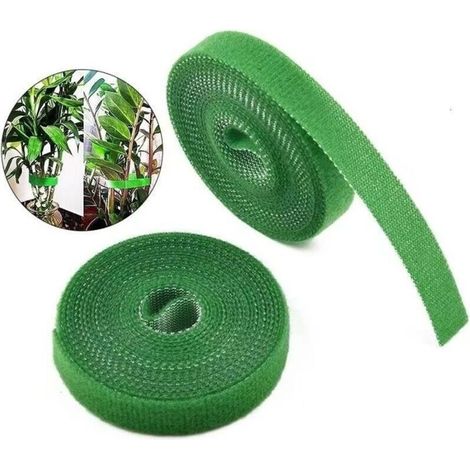 2 Garden Plant Ties, Reusable Nylon Tape Rolls for Climbing Plants - 10 mm x 10 m - Green (1/5)