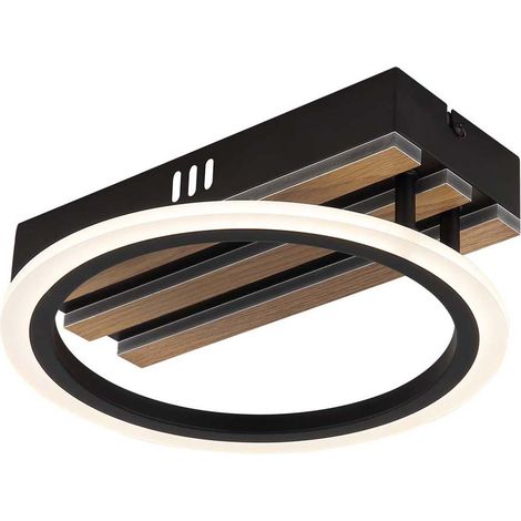 Deckenlampe Deckenleuchte Wohnzimmerlampe Holzoptik schwarz CCT LED L 25 cm