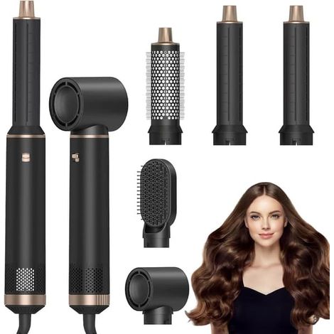 5-in-1 Styler/Heißluftkamm/Ionenbetriebener Haarstyler – Eine Kombination aus Haartrockner, Lockenstab, Volumenkamm und Flachbürste in einem Gerät.