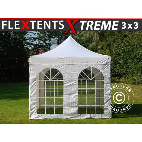Pop up gazebo FleXtents Xtreme 50 Vintage Style 3x3 m White, incl. 4 sidewalls (1/2)