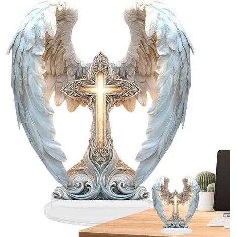 Figurine with Crossed Prayer Wings Spiritual Angel Winged (1/5)