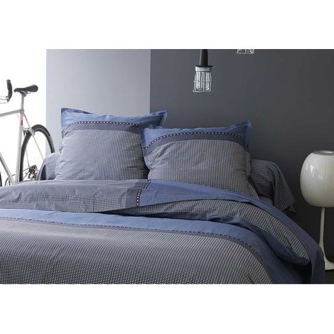 Drap Plat en Satin de Coton Bleu 240x300 cm