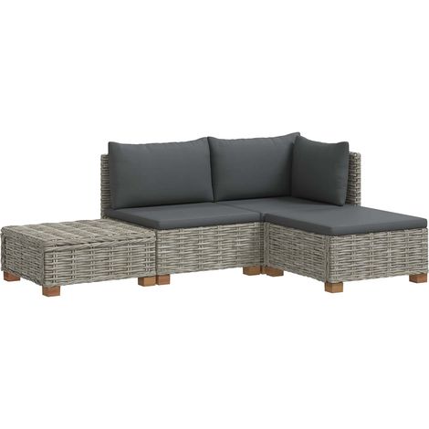 Maison Exclusive - 4 pz Set Lounge in Rattan con Cuscini GENDT Rattan naturale (1/5)