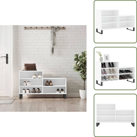 The Living Store Armoire à chaussures Blanc 102x36x60 cm Bois d'ingénierie - Meuble Chaussure - Rangements Chaussures - Étagère Chaussures - Armoire Chaussures - Rangement Maison