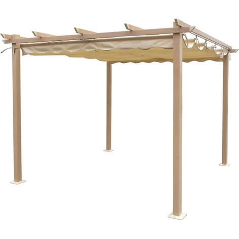 gazebo pergola da esterno eurogarden "daiana" in acciaio effetto legno 3x3 m