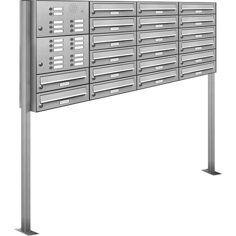 20er Edelstahl Briefkasten Standanlage Freistehend mit Klingel (1/5)