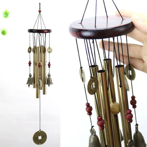 Windspiel aus Metall und Holz mit Glocke, zum Aufhängen an der Wand, Dekoration für Tür oder Balkon G 19 (1/5)
