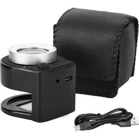 Tragbare 30-fache Metalllupe mit Skala, optisches Leseglas mit LED und UV-Licht, wiederaufladbare USB-Juwelierlupe, Augenlupe zum Nähen von Textilien, Münzen, Briefmarken