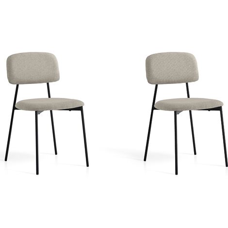 Set de 2 sillas de comedor, Hudson en textil beige y metal, 80x46x50 cm (1/5)