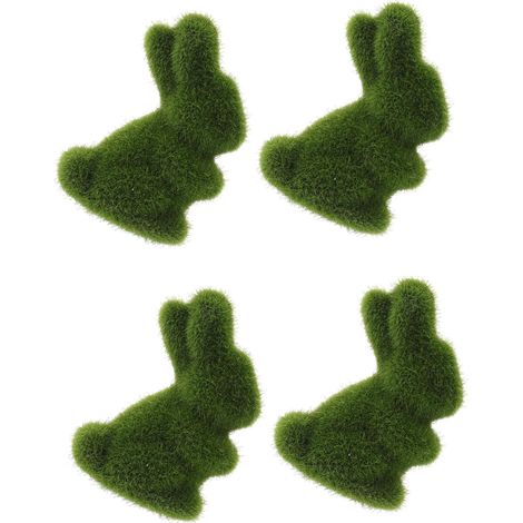 Ostermooshase Gartendeko mit künstlichem Moos 4 niedliche