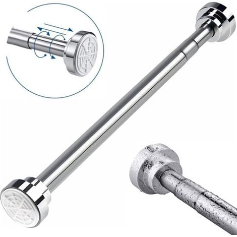 Barre de douche extensible - 55-85 cm - Barre à vêtements ajustable - Barre à rideau de douche - Barre de douche sans perçage - Barre à rideau - Antidérapante - Pour rideaux, séparateur de pièce et ba (1/5)