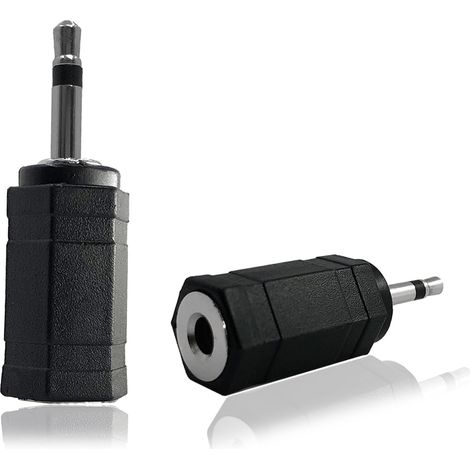 2 pieces 2.5 mm male mono plug to 3.5 mm momo female plug for 3.5 mm car radio microphone, jack adapter audio adapter aux for 3.5 mm microphone IR repeater IR receiver, black