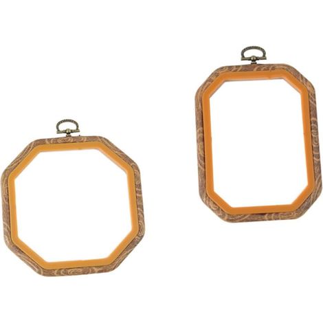 Cercle à Broder Forme Octogonale et Rectangulaire 2pcs en Plastique Imitation Bois pour Loisirs Créatifs et Débutants en Point de Croix (1/5)