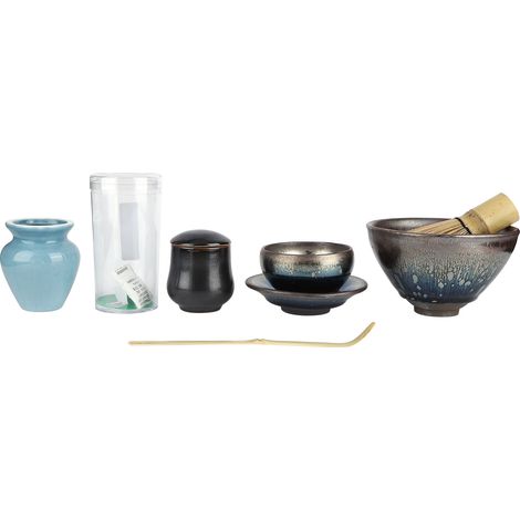 Service à thé en céramique de style japonais, comprenant un porte-fouet, des outils de service et des accessoires pour la cérémonie du thé (Type 2). (1/5)