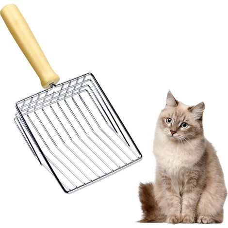 Pelle à Litière pour Chat, Cat Litter Scoop, Pelle à Litière Lapin, avec Poignée en Bois Confortable, Distance Entre Les Fuites de Sable : 7 mm - pour litière (1/5)