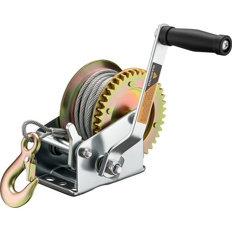 Wiltec Handseilwinde bis 720kg Übersetzung 4:1 128x160x215mm, Winde mit 10m Drahtseil, Seilwinde handbetrieben, Handseilzug effizient, Forstseilwinde (1/5)