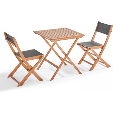 Ensemble table carrée pliante et 2 chaises pliantes noir