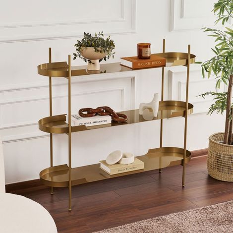 Etagère ovale 3 niveaux 120x34x106 cm métal doré - SEMA