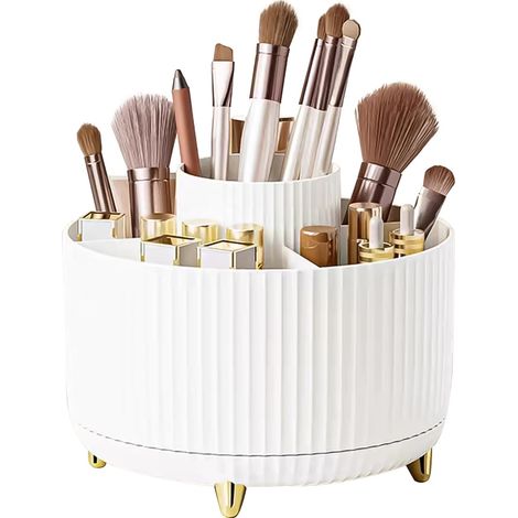 Boîte de rangement cosmétique rotative à 360 degrés, boîte de rangement cosmétique multifonctionnelle, porte-pinceaux rotatif