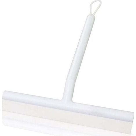 Raclette de douche en silicone avec crochet (blanc) Essuie glace anti rayures pour verre, plastique, carrelage de salle de bain – Brosse double face et design de rebord (1/5)