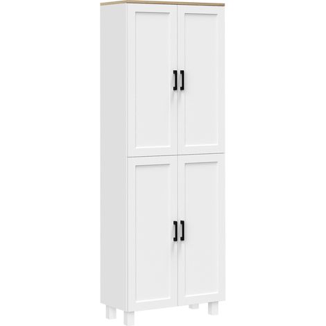 Armoire de cuisine 170 cm, buffet haut blanc design moderne, 4 portes, étagères réglables. (1/5)