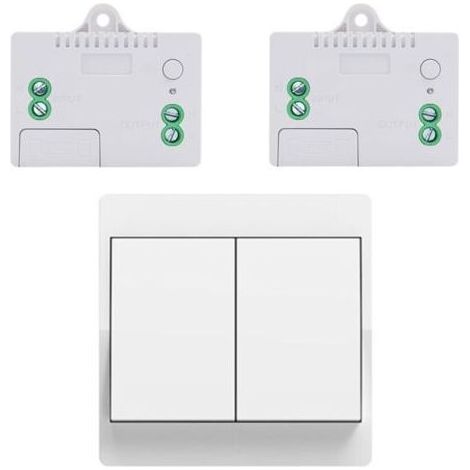 EU interrupteur sans fil sans piles kit interrupteur sans fil autoalimente va et vient sans fil sans pile radio interrupteur a distance eclairage domestique (EU 2Gang 1V2 A) (1/4)
