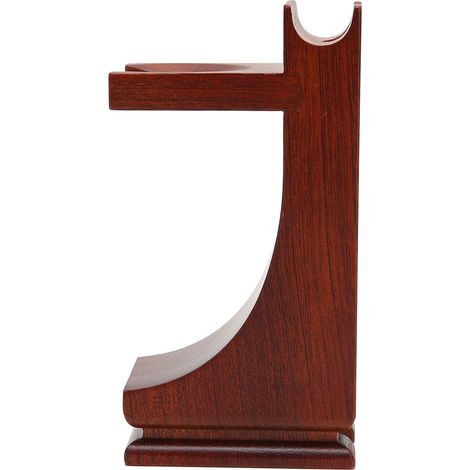 Support de rasage en bois rouge vin stable avec base antidérapante pour blaireaux de taille standard (1/5)