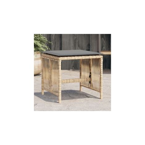 Tabourets jardin et coussins lot de 4 mélange beige 41x41x36 (1/5)