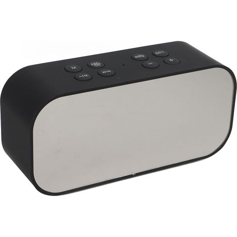 Réveil haut-parleur sans fil 2 en 1 avec réduction de bruit et basses profondes, luminosité réglable, haut-parleur portable, convient à une utilisation à domicile et au bureau, noir. (1/5)