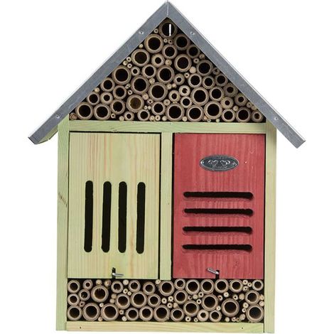 Esschert Insektenhotel XL Natur & Rot mit Reinigungsbürste (1/5)