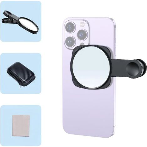 Miroir De Selfie - Support Universel Pour Smartphone - Compatible iPhone 14 13 12 11 Et Samsung - Diamètre 14 Cm - Avec Boîtier De Rangement - 1 Pièce (1/5)
