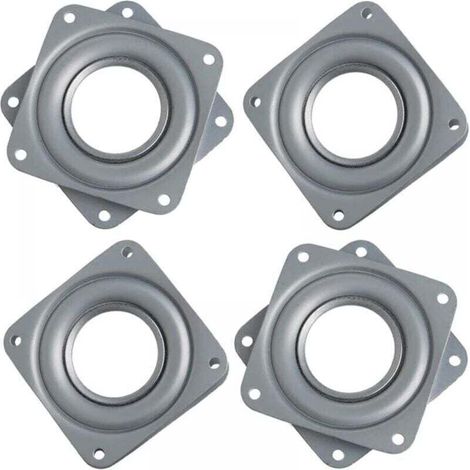 pezzi di cuscinetti girevoli quadrati, piastra girevole piatta quadrata, piastra girevole Lazy, piastra girevole con cuscinetto per tavolo, sedia, TV, divano (argento) -Crezuo